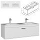 RUBITE 120 cm meuble salle de bain blanc double vasque 1 tiroir