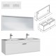 RUBITE 120 cm meuble salle de bain blanc double vasque 1 tiroir + 1 miroir cadre