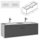 RUBITE 120 cm meuble salle de bain anthracite double vasque 1 tiroir